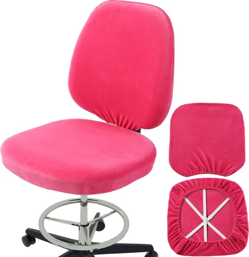 Vista 13 de BUYUE Funda de asiento para silla de oficina, de terciopelo súper suave, para dormitorio de estudiante, computadora, elástica, lavable, a prueba