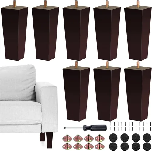 Vista 8 de TURSTIN Juego de 8 patas cuadradas de madera maciza de 3 pulgadas para sofá, patas de repuesto para sofá, patas de muebles de mediados de siglo