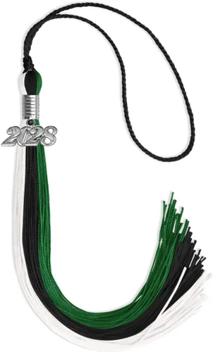 Vista 81 de Endea Graduation Borla de triple color con gota de fecha plateada (negro/dorado/granate, 2020)