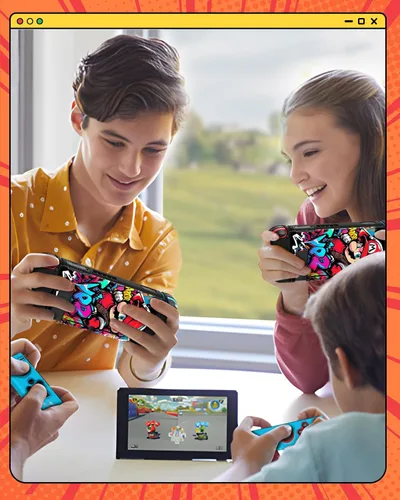 Vista 6 de Xinocy Funda protectora para Nintendo Switch con diseño de anime, diseño de anime de dibujos animados, funda protectora suave y delgada + 2 tapas