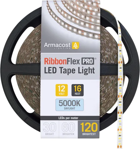 Vista 12 de Armacost Lighting RibbonFlex Pro 133230 - Tira de luces LED blancas de 12 V, 120 LED/m, 2700K, 16.4 pies