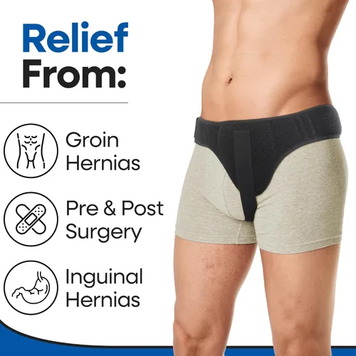 Vista 2 de Cinturón de hernia para hombres con soporte de hernia inguinal Armazón abdominal inferior para mujeres o hombres, cinturón de soporte para hernias