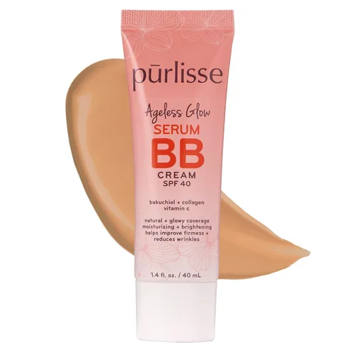 Vista 9 de Pūrlisse Suero de Brillo Eterno Serum BB Cream SPF 40 - Crema base BB con SPF enriquecida con Bakuchiol y Vitamina C para ayudar a mejorar