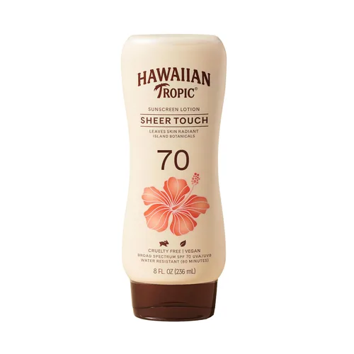Vista 10 de Hawaiian Tropic Loción Sheer Touch Protector solar SPF 70, 8 onzas líquidas Amplio espectro, libre de oxibenzona, loción bloqueadora solar