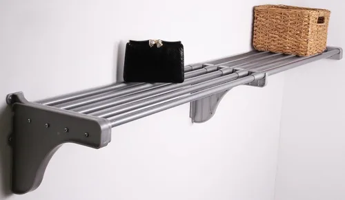 EZ Shelf - Estante extensible para armario (sin barra para colgar) - 41.5 pulgadas - 74 pulgadas -Plata- Fácil de instalar en 1 pared lateral y