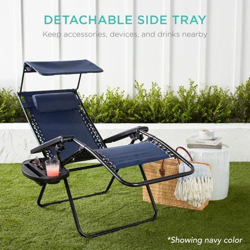 Vista 28 de Best Choice Products Silla reclinable plegable de gravedad cero para exteriores, de patio, para salón al aire libre, con toldo ajustable