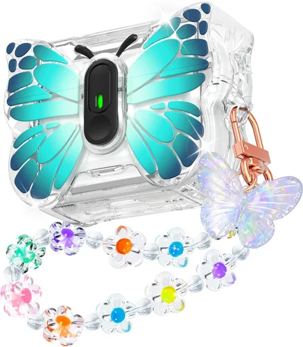 Vista 15 de R-fun Funda para AirPods Pro 2 Butterfly Artistry - Tapa desplegable automática y función de soporte, protección de grado militar de 360°