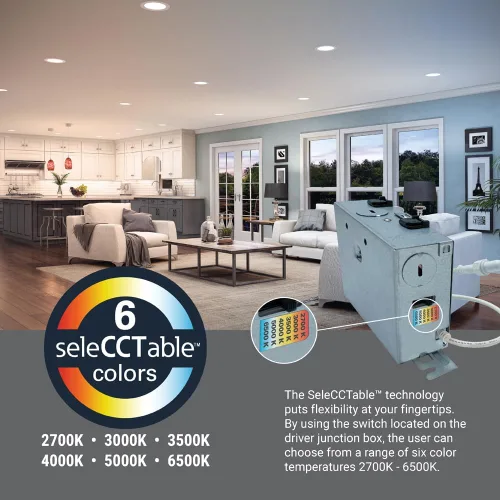 Vista 6 de HALO LCR8 - Luz empotrable LED integrada CCT de 8 pulgadas de color blanco suave con módulo de reequipamiento de montaje en superficie redonda