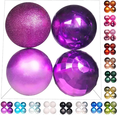 Vista 12 de Emopeak 24 bolas decorativas para árbol de Navidad, 4 estilos inastillables, decoración de árbol de Navidad, esferas colgantes para decoración