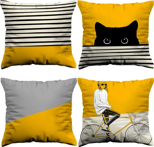 Vista 5 de Fundas de almohada decorativas para decoración del hogar para sofá cama, fundas de cojín de 18 x 18 pulgadas, funda de almohada para sala de estar