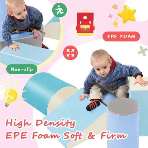 Vista 5 de Juego de actividades de escalada y gateo para interiores para niños pequeños, juego de espuma suave que incluye bloques de construcción, surtidos