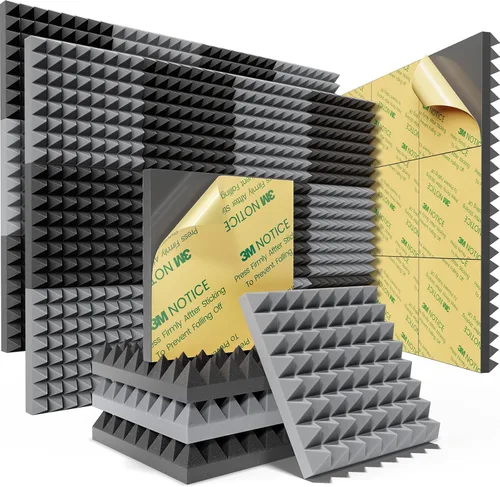 Vista 6 de Sonicism Acoustic Panels Self-Adhesive Pyramid 12 Pack,0.9" X 12" X 12" Sound Proof Foam Panels for walls High Density,Acoustic Wall Panels Fast