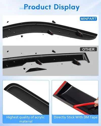 Vista 6 de Deflector de ventana lateral, viseras de humo oscuro, protectores de lluvia, juego de 4 piezas para Nissan 2005-2018 para Frontier