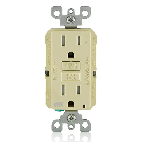 Vista 6 de Leviton SmartlockPro receptáculo resistente al clima, comprobación automática, con guía de luz e indicador LED, GFWT1-E