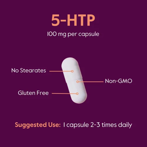 Vista 5 de BESTVITE 5-HTP 100mg (120 cápsulas) - Sin estearatos - Sin agentes de flujo - Sin OMG - Sin gluten