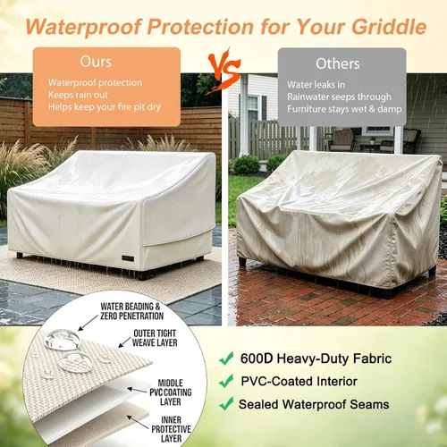 Vista 4 de NettyPro Funda de sofá biplaza para exteriores, impermeable, de 3 plazas, muebles de patio, banco, 58 pulgadas de ancho x 37 pulgadas de profundidad