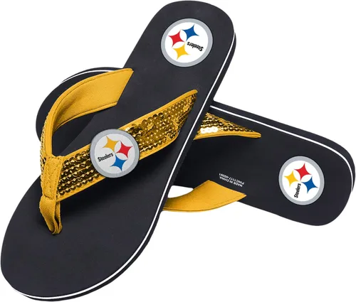 Vista 24 de FOCO Womens NFL Team Logo Sequin Strap Sandals Flip Flops