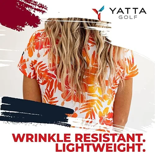 Vista 6 de YATTA GOLF Polo de golf para mujer, resistente a las arrugas, absorbe la humedad y cuello en V para mujer