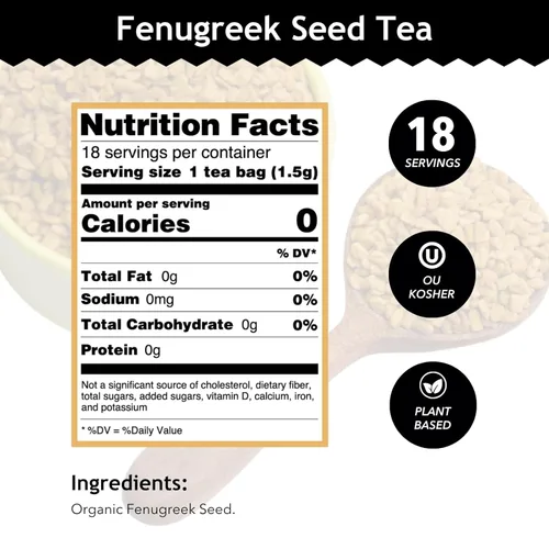 Vista 2 de Buddha Teas - Té de semillas de fenogreco - Té de hierbas - Apoya la digestión y el bienestar general - Ingredientes naturales - Sin cafeína - OU