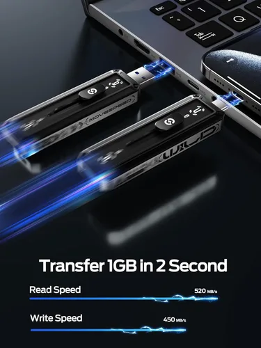 Vista 2 de MOVE SPEED Unidad USB 128GB SSD Externa 520MB/s Velocidad de Lectura, Unidad Externa USB 3.2+USB C Dobles Puertos, SSD Portátil Diseño