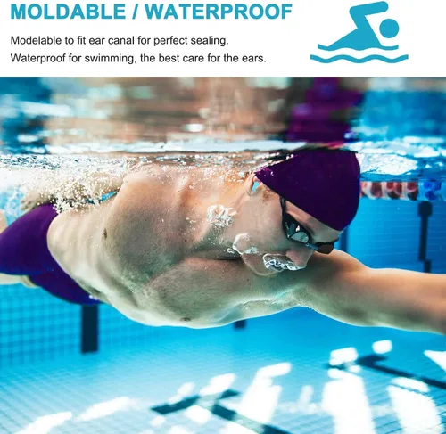 Vista 4 de Tapones reutilizables de silicona para los oídos, impermeables, con cancelación de ruido, para dormir, cortar, nadar, aviones, conciertos