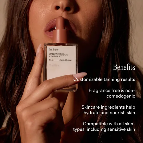 Vista 3 de + Lux Unfiltered N°12 Gotas para broncear la cara - Gotas de bronceado no comedogénicas para la cara con ácido hialurónico, vitamina E y aceite