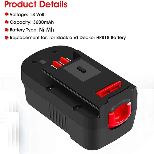 Vista 3 de Paquete de 2 [actualizado a 3600 mAh] HPB18 de repuesto para batería Black and Decker de 18 V compatible con B-lack and Decker batería de 18 voltios