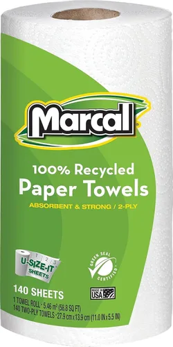 Vista 2 de Toallas de papel gigantes recicladas prémium de 2 capas, 140 hojas por rollo