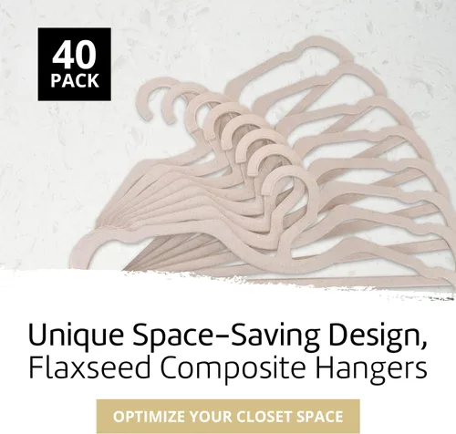 Vista 2 de Higher Hangers BioHangers, perchas de ropa sostenibles de linaza que ahorran espacio, organizadores de armario premium para dormitorios