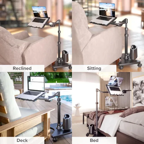 Vista 6 de LEVO G2-801 Deluxe - Soporte rodante para laptop con bandeja para ratón, color bronce y negro