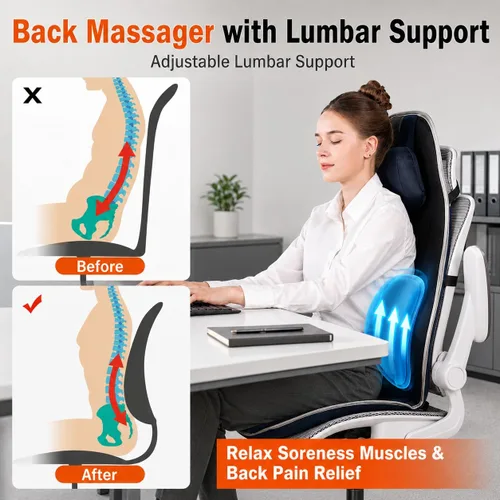Vista 4 de SLOTHMORE Masajeador de espalda para silla con calor, vibración y soporte lumbar