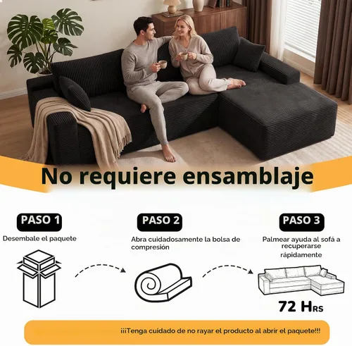 Vista 5 de Sofá modular moderno de 96 pulgadas, sofás modulares convertibles en forma de L, sofás tapizados con asiento profundo, sofá de esponja apto