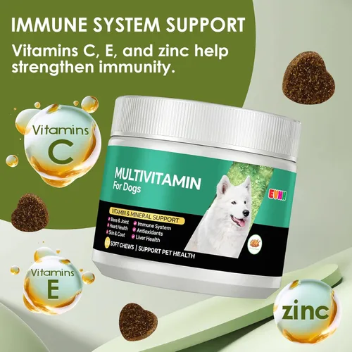Vista 6 de Multivitamínico para perros, multivitamínico masticable para perros con vitaminas y minerales esenciales, salud de la piel y el pelaje, apoyo