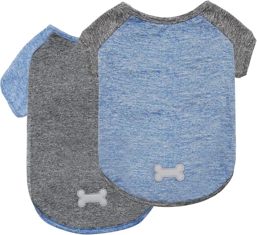 KYEESE Paquete de 2 camisas para perro con mangas, camisetas ligeras de protección solar para perros pequeños y niños, camiseta sin mangas