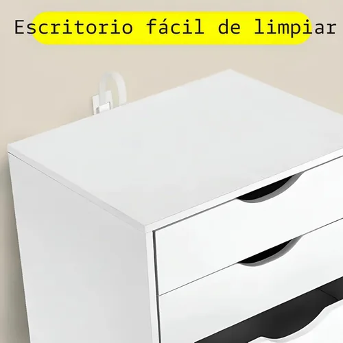 Vista 7 de TUSY Organizador de 7 cajones, cómoda alta con ruedas giratorias, cajones Alex para oficina en casa, blanco