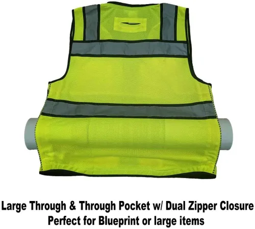 Vista 7 de 3C Products - Chaleco de agrimensor ANSI Clase 3 de alta calidad con cuello acolchado, bolsillo para tableta, bolsillo para lata y bolsillo trasero