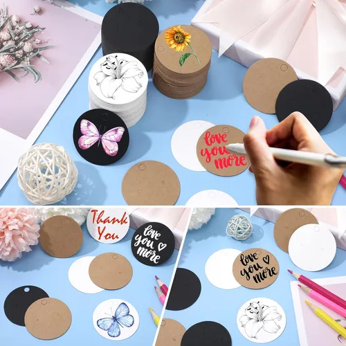 Vista 6 de Tenare 300 juegos de tarjetas de exhibición de aretes, etiquetas de papel de 2 pulgadas, tarjetas de aretes con bolsas de embalaje para bricolaje