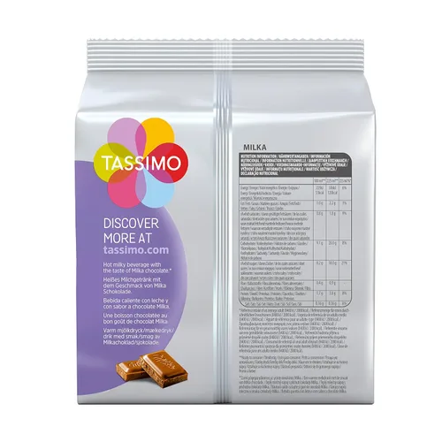 Vista 2 de Tassimo Milka Hot Chocolate, paquete de 5, chocolate, cápsulas, 40 discos en T / porciones