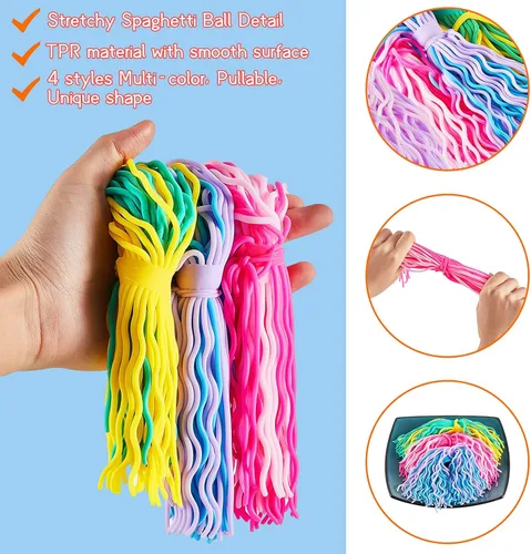 Vista 4 de Aoriher Juguete elástico de espagueti de 8 piezas, bola de espagueti elástica, juguete sensorial de cuerda para la ansiedad, herramienta