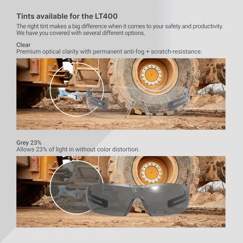 Vista 3 de HexArmor LT400 z87 - Gafas de seguridad ligeras, lente transparente, revestimiento antivaho TruShield-2SF, individuales