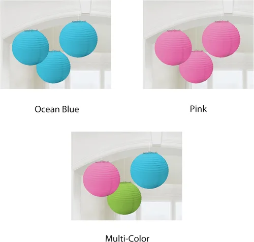 Vista 2 de Amscan Faroles de papel redondos, 9.5 pulgadas, color rojo manzana