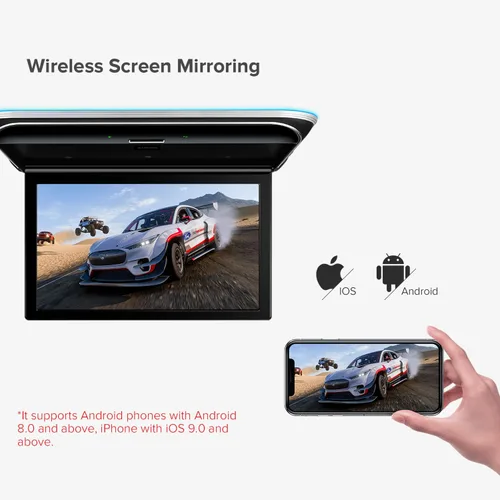 Vista 5 de XTRONS Android - Reproductor de techo para automóvil con pantalla táctil IPS de 15.6 pulgadas de ancho, monitor de montaje en techo de coche
