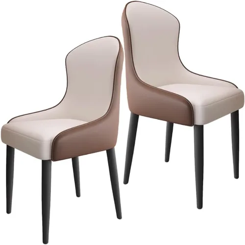 Vista 42 de YVYKFZD Leather Dining Chairs, Dining Room Chairs Set of 2/4, Kitchen Chair with Metal Leg and Backrest, Upholstered Comfy Side Chair, for Bedroom