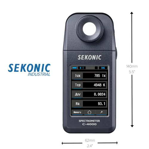 Vista 2 de Sekonic Espectrómetro C-4000, medidor de luz profesional con Bluetooth, rango 1600K-40000K, compatible con aplicaciones para teléfonos inteligentes