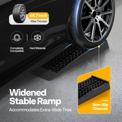 Vista 3 de VIVOHOME Rampas de servicio de automóvil de plástico de perfil bajo de 6 toneladas para camiones de carreras para cambios de aceite, ruedas