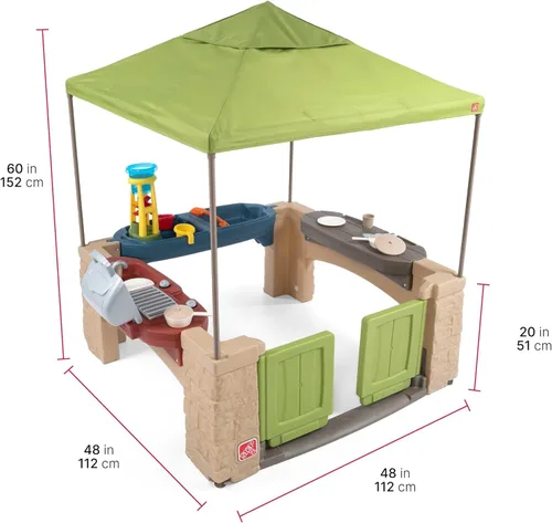Vista 14 de Step2 Patio de Juegos Todo Alrededor con Toldo – Casa de juegos al aire libre sombreada para niños con características realistas e interactivas