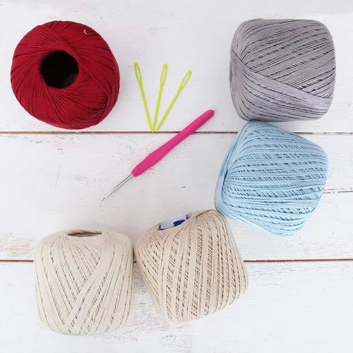 Vista 18 de Threadart - Juego de hilos de ganchillo de algodón 100% puro, tamaño 3, colores de confeti, seis bolas de 1.76 oz