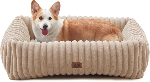 Vista 12 de Cama lavable para perros pequeños y medianos, cama rectangular ortopédica de forro polar de pana para mascotas con funda extraíble y parte inferior