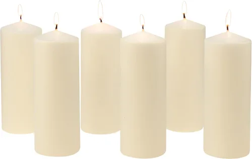 Vista 4 de Stonebriar Velas de pilar sin perfume de 80 horas de larga duración, 3 x 8 pulgadas, marfil, 6 unidades y 18 horas de larga combustión sin perfume
