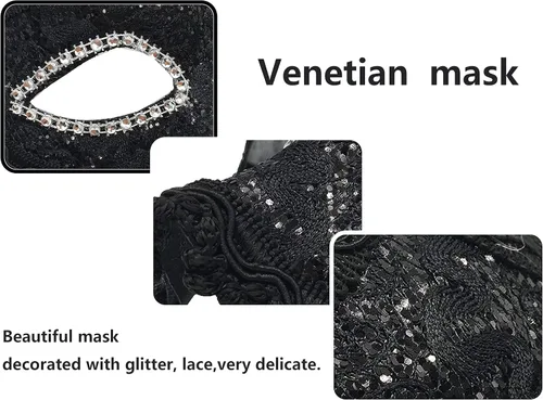 Vista 2 de Geek-mDisfraz para Halloween Encaje Con Rhinestone de máscara veneciana mujer Masquerade Máscara